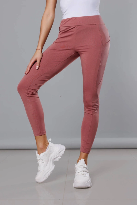 Legginsy treningowe damskie brudny różowy (54350)