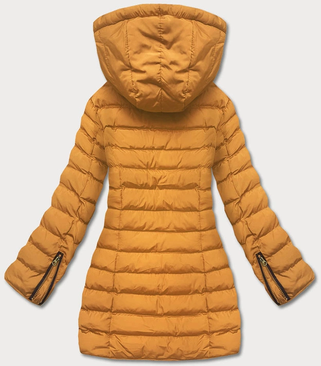 Damska kurtka zimowa na futerku ciemnożółta (m-13)