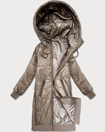 Prosta kurtka z ozdobnym pikowaniem S'West beżowa (B8393-12)