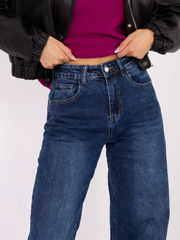 Jeansowe spodnie damskie balloon fit Goodlookin granatowe (RE3220)