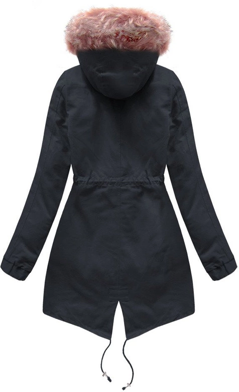 BAWEŁNIANA PARKA Z PODPINKĄ GRANATOWO-RÓŻOWA (R1308)