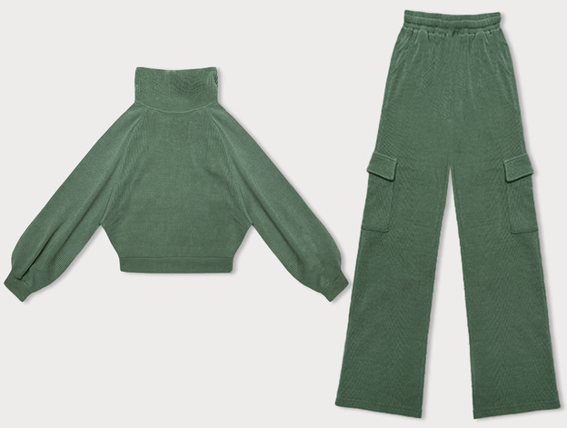 Casualowy komplet ze spodniami typu cargo oliwkowy (AMG-338A)