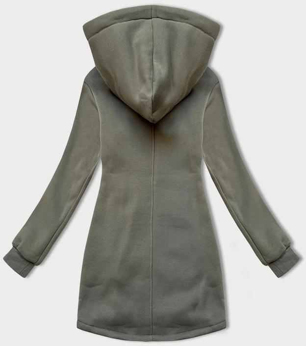 Rozpinana bluza damska z łączonych materiałów LHD szarozielona (AMG-165)