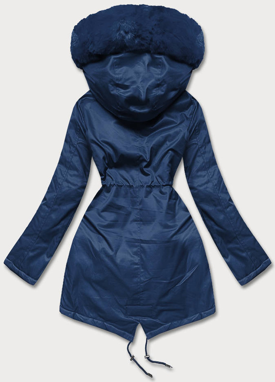 Parka damska z futerkiem granatowa (5m762-215)