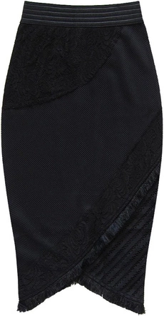 OŁÓWKOWA SPÓDNICA Z TŁOCZONEGO MATERIAŁU CZARNA (306)