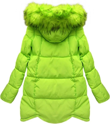 PIKOWANA KURTKA Z KAPTUREM LIMONKOWA (W801)