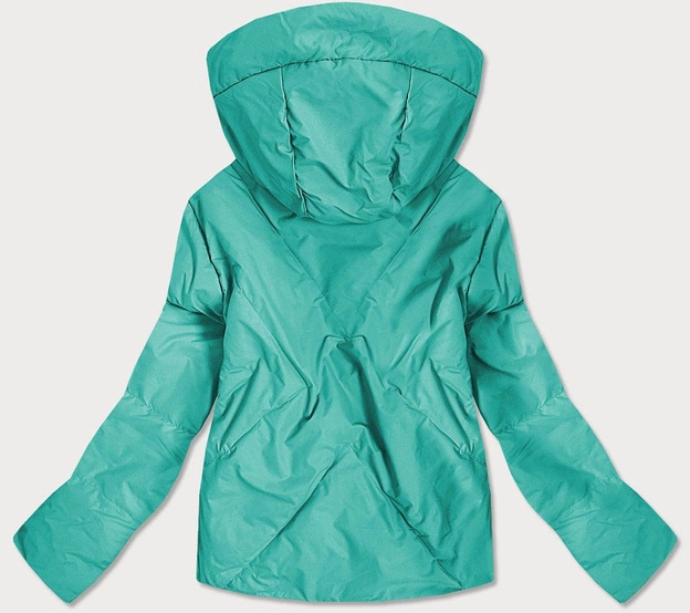 KRÓTKA ASYMETRYCZNA KURTKA DAMSKA TURKUSOWA (0955#)