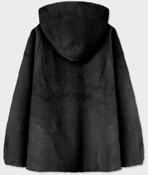 NARZUTKA KURTKA Z KAPTUREM A'LA ALPAKA CZARNA (B3009)
