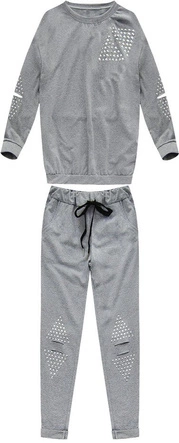 KOMPLET DRESOWY Z NITAMI I ROZCIĘCIAMI SZARY (76ART)