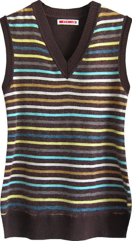 SWETERKOWA KAMIZELKA Z DEKOLTEM W SEREK BRĄZOWA (X8070X)