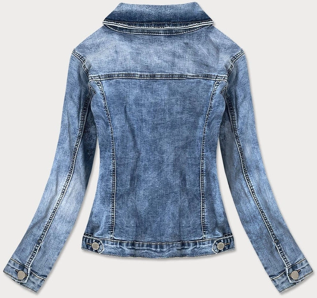 KRÓTKA KLASYCZNA DAMSKA KURTKA JEANSOWA NIEBIESKA (GD6641-K)
