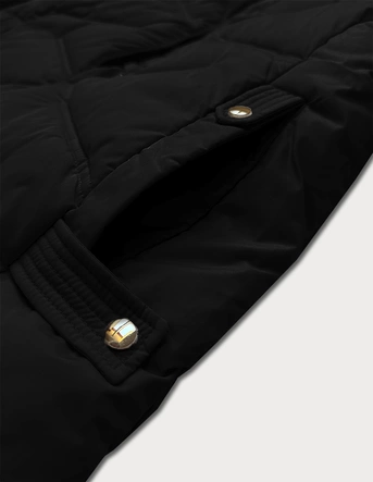 Zimowa kurtka damska z odpinanym kapturem  LHD czarna (LHD-24577)