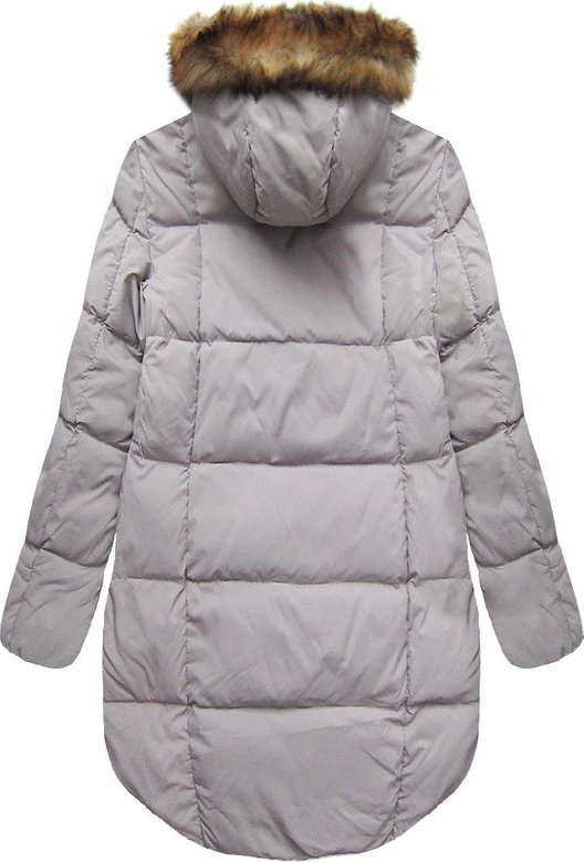 KURTKA ZIMOWA Z PUCHEM NATURALNYM SZARA (8087)