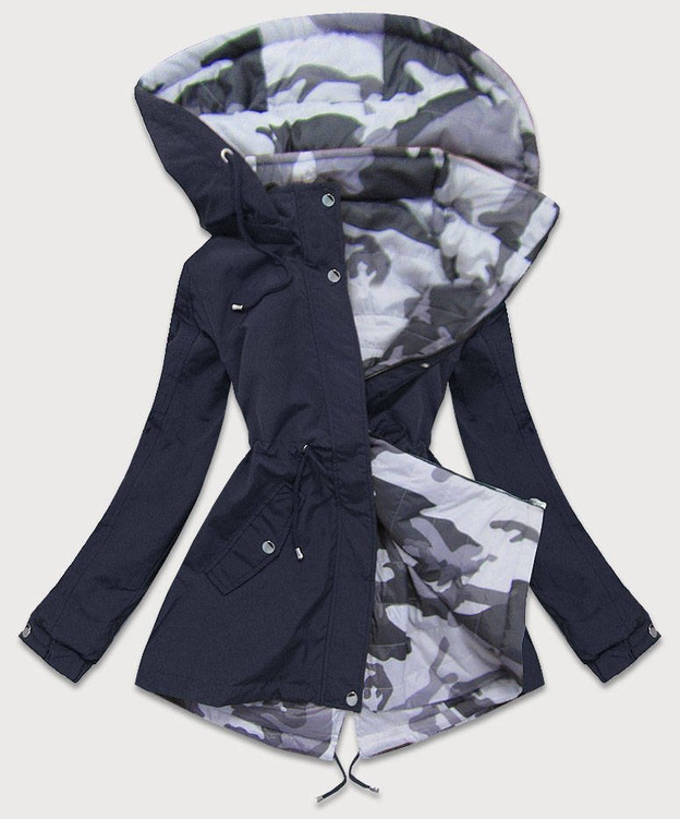 DWUSTRONNA PARKA DAMSKA Z KAPTUREM GRANAT-MORO (XW665X)