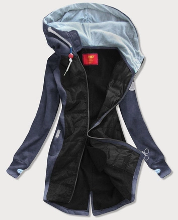 Długa bluza damska z kapturem grafitowo-czarna (532)