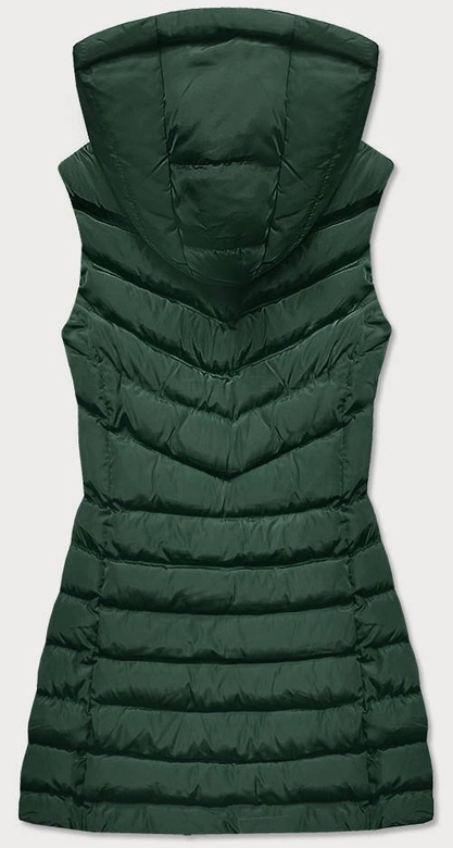 KAMIZELKA DAMSKA Z PUCHEM NATURALNYM BUTELKOWA ZIELEŃ (6810)