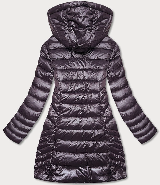 Lekka pikowana kurtka zimowa damska oberżyna (z2821-12)