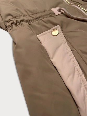 Kurtka damska ze ściągaczem w talii S'West ciemny beżowy (B8352-12)