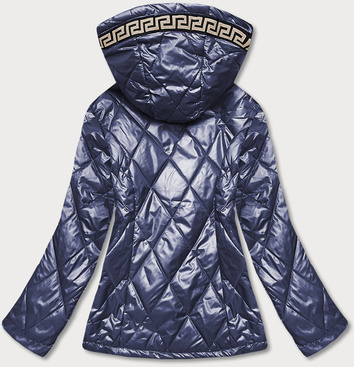 Pikowana kurtka plus size ciemna niebieska (b8013-72)