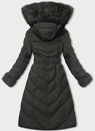 Zimowa kurtka damska z paskiem army (5M3156-136)