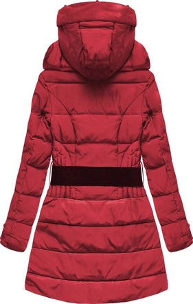 PIKOWANA KURTKA Z PUCHEM NATURALNYM CZERWONA (X1212X)