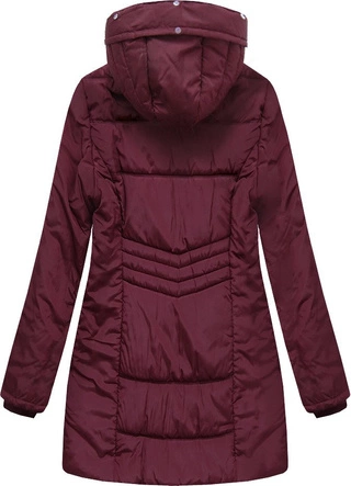 DŁUŻSZA PIKOWANA KURTKA Z KAPTUREM BURGUNDOWA (B2625-30)