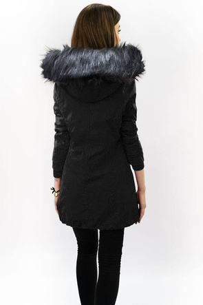 Wodoodporna parka damska czarno-szara (m-923)