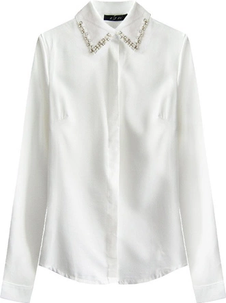 KOSZULA Z OZDOBNYM KOŁNIERZYKIEM ECRU (X6311X)