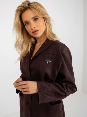 Damski cienki płaszcz - marynarka ciemny brąz (509128)