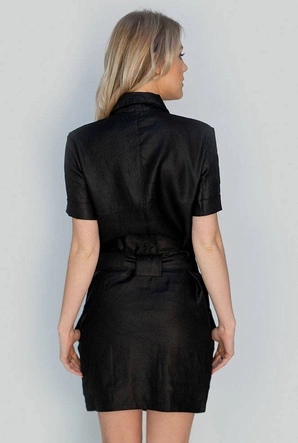 SUKIENKA MINI Z LNU CZARNA (2829)