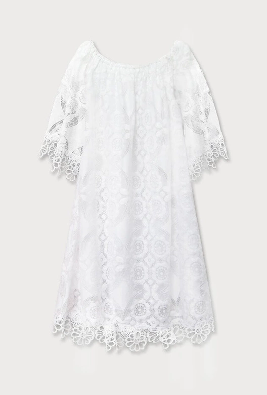 KORONKOWA SUKIENKA OVERSIZE BIAŁA (407ART)
