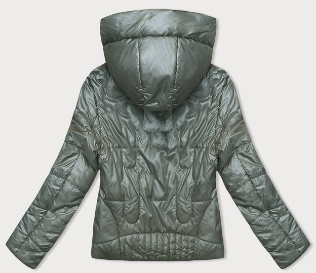 Pikowana krótka kurtka damska khaki (B8185-11)