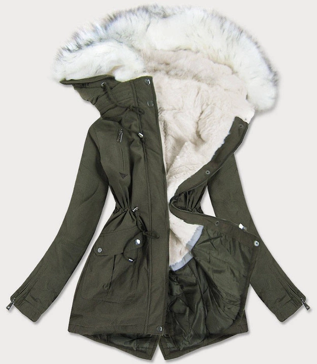 DAMSKA PARKA ZIMOWA NA MISIU KHAKI (FH-856)