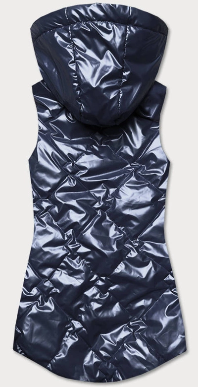 METALICZNY BEZRĘKAWNIK DAMSKI Z KAPTUREM GRANATOWY (HS-1817)