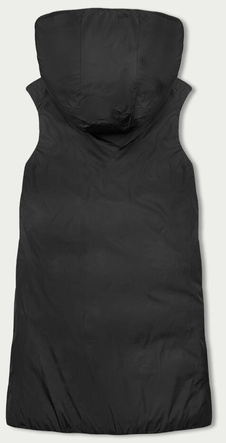 Dwustronny bezrękawnik oversize z kapturem khaki-czarny (V724)