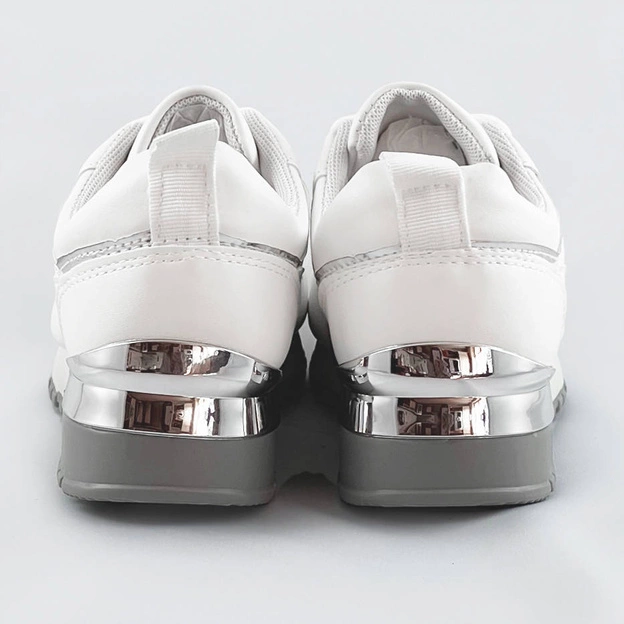 Damskie adidasy na podwyższonej podeszwie białe (666-21)