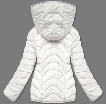 Krótka dwustronna kurtka damska zimowa śmietanowo-szara (2M-21507)