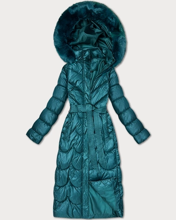 Klasyczny pikowany płaszcz z kapturem Minority morski (T3-2620#-56)