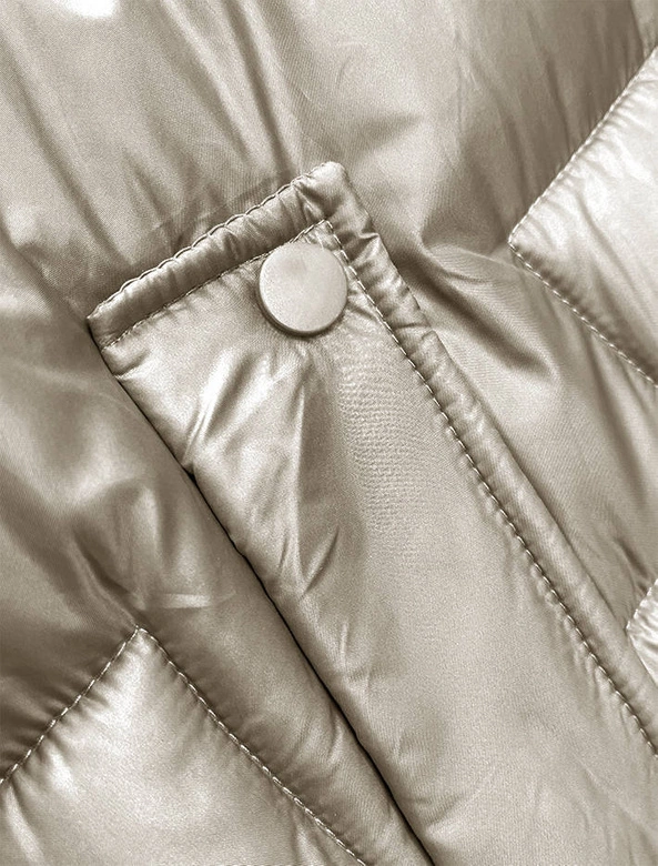 Bezrękawnik damski z kapturem beżowy (B8171-12)