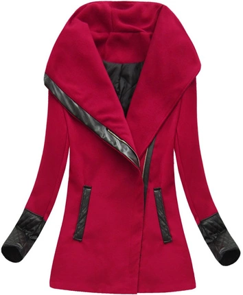 PŁASZCZ ZIMOWY Z KOŁNIERZEM CZERWONY (71ART)