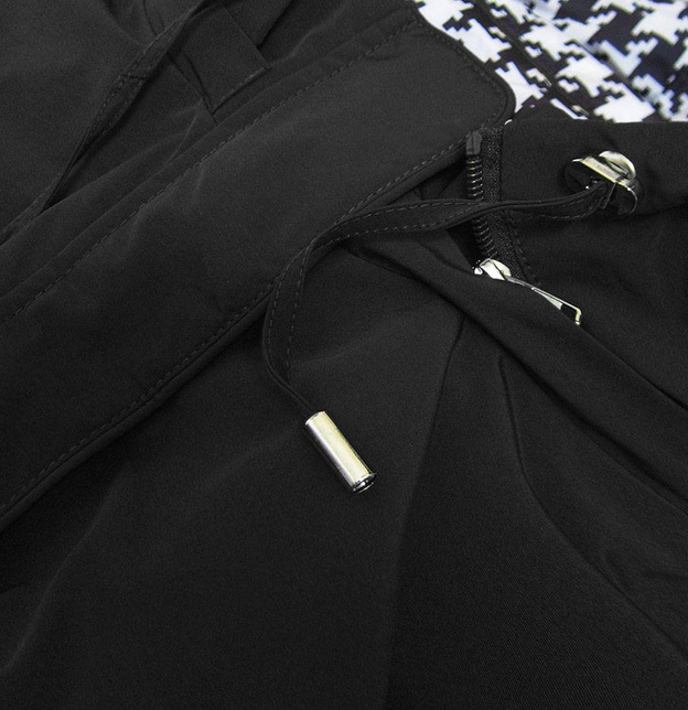 DWUSTRONNA TALIOWANA KURTKA DAMSKA CZARNA-PEPITKA (W350)