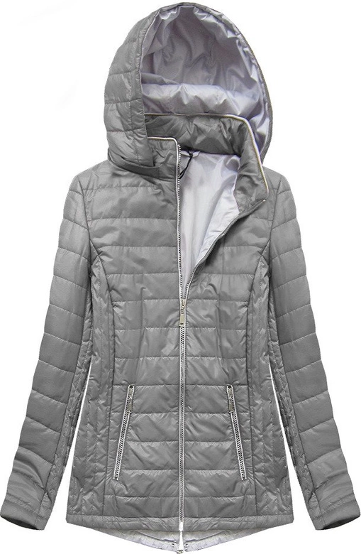 PIKOWANA KURTKA Z KAPTUREM SZARA (B2621)