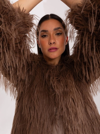 Kurtka futrzana na podszewce brązowa (2359)