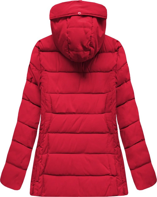 PIKOWANA DAMSKA KURTKA ZIMOWA Z KAPTUREM CZERWONA (XB9503X)