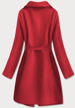Minimalistyczny płaszcz damski czerwony (747ART)