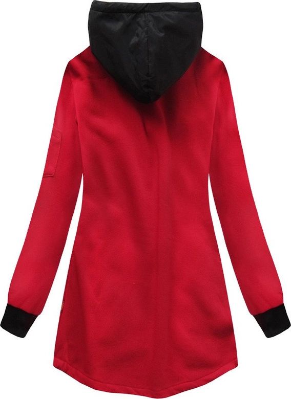 BLUZA Z ŁĄCZONYCH MATERIAŁÓW CZARNO-CZERWONA (530)