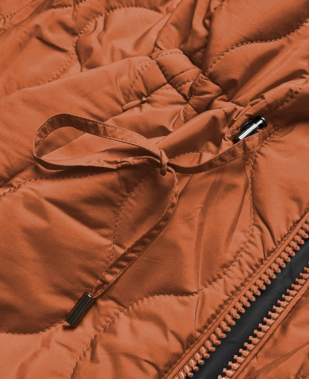 Pikowana kurtka dwustronna damska rudo-czarna (mhm-w589)