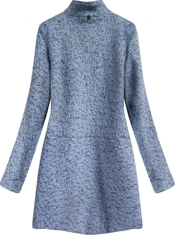 KRÓTKI DAMSKI PŁASZCZ Z KAPTUREM BŁĘKITNY (516ART)