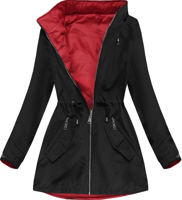 DWUSTRONNA PARKA Z KAPTUREM CZARNA (W645)