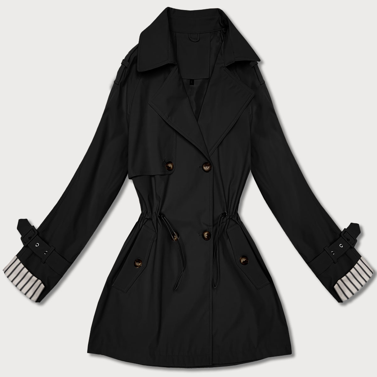 Krótki trencz na guziki Goodlookin czarny (KK60415-1#)
